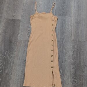 French Connection Tan Sheath Midi Dress